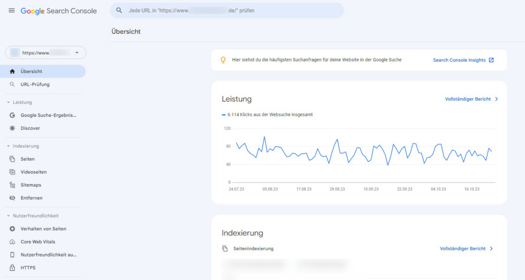 Die Website überwachen oder Probleme beheben in der Google Search Console