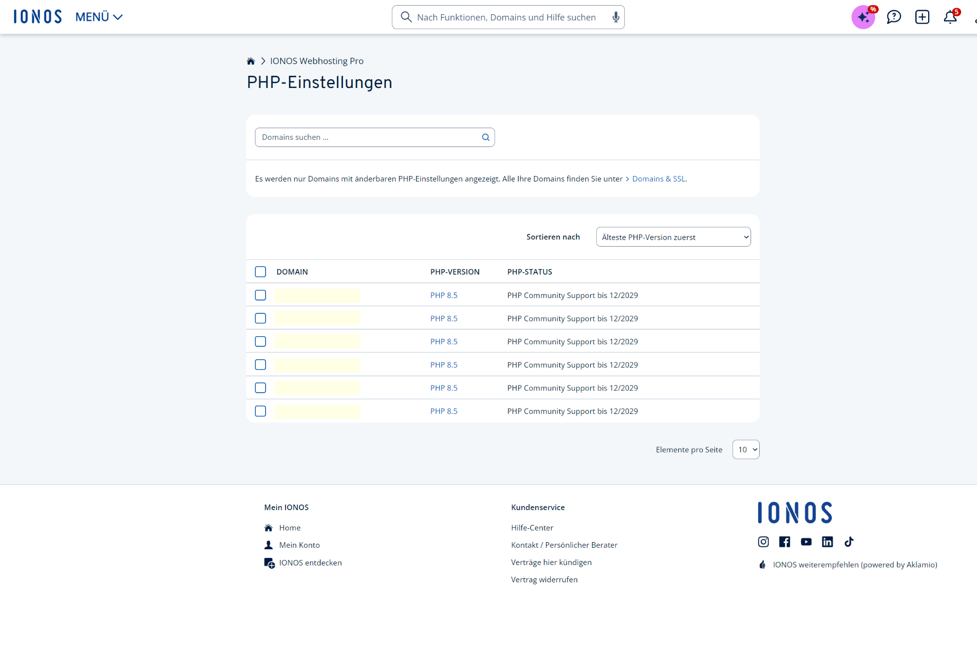 PHP-Extended-Support IONOS