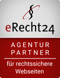 e-recht24 Agentur-Partner Siegel. Wir helfen bei der DSGVO-Konformität von Webseiten.